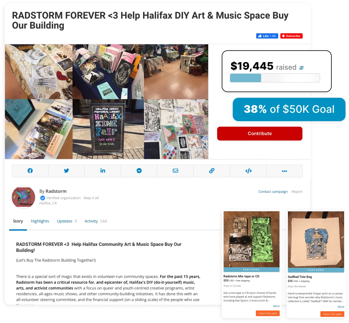 arts fundraising website
